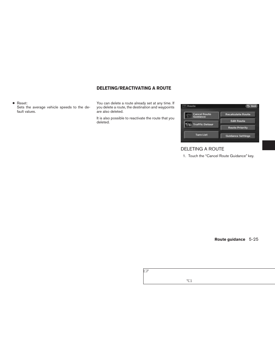 Deleting/reactivating a route -25, Deleting a route -25 | NISSAN 2008 Altima Sedan User Manual | Page 131 / 237