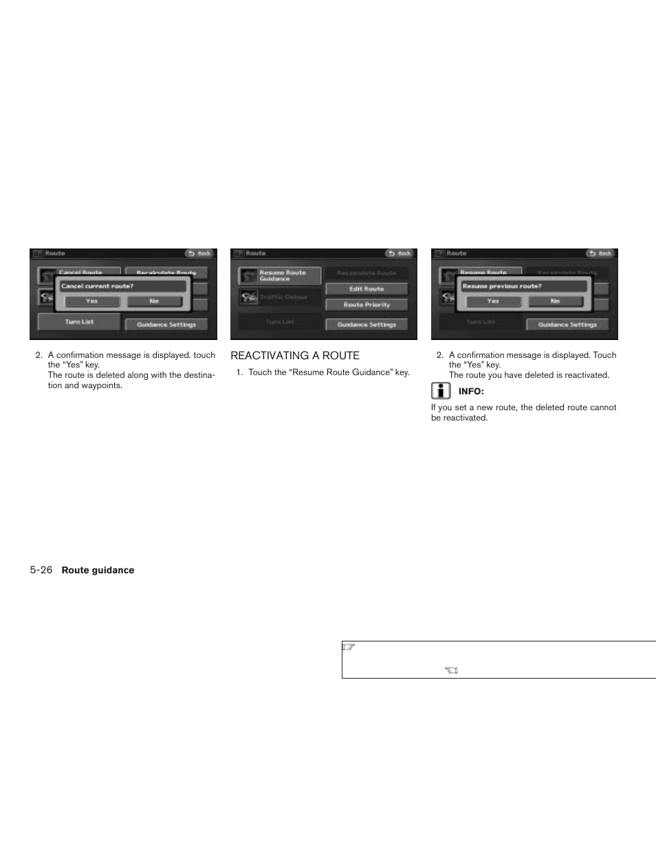 Reactivating a route -26 | NISSAN 2008 Altima Sedan User Manual | Page 132 / 237