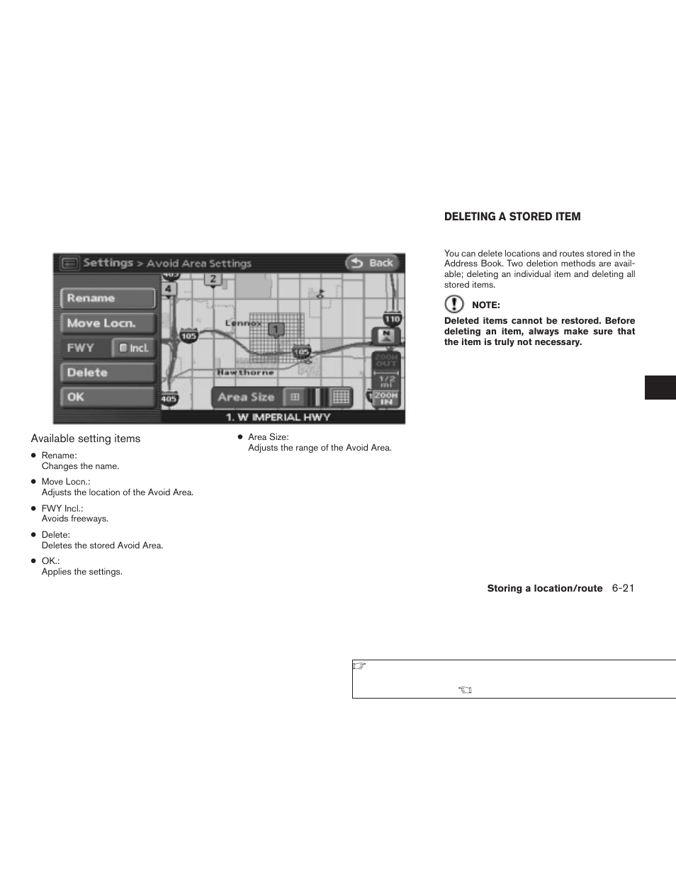 Deleting a stored item -21 | NISSAN 2008 Altima Sedan User Manual | Page 153 / 237
