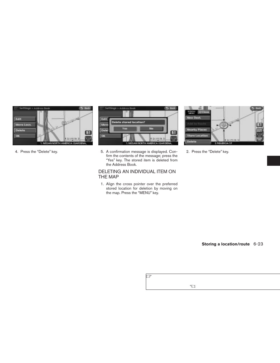 Deleting an individual item on the map -23 | NISSAN 2008 Altima Sedan User Manual | Page 155 / 237