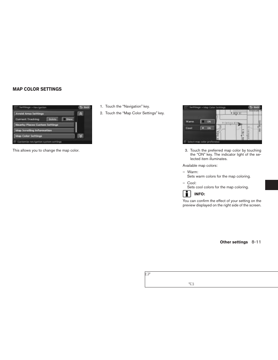 Map color settings -11 | NISSAN 2008 Altima Sedan User Manual | Page 183 / 237