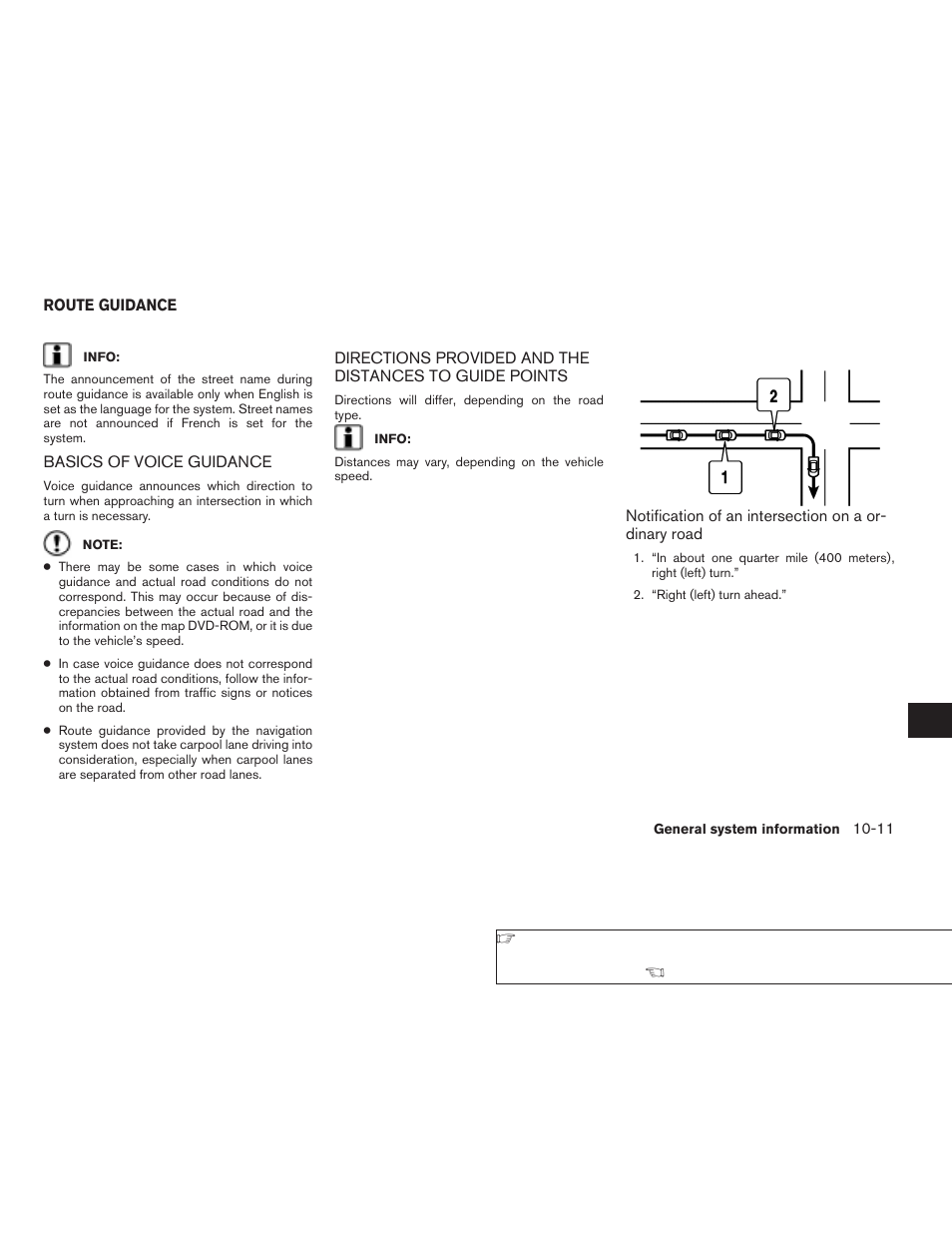 Route guidance -11, Guide points -11 | NISSAN 2008 Altima Sedan User Manual | Page 207 / 237