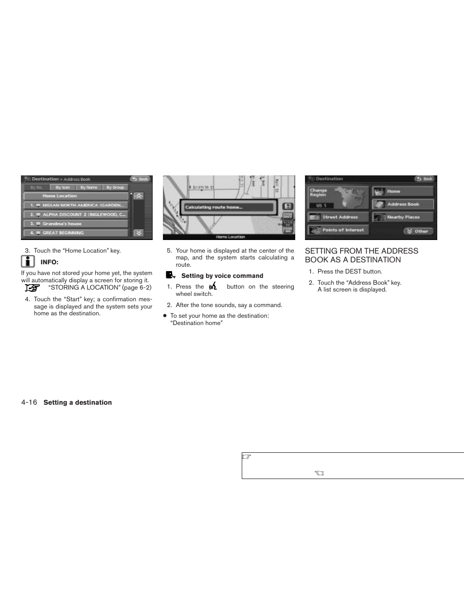Setting from the address book as a, Destination -16 | NISSAN 2008 Altima Sedan User Manual | Page 80 / 237