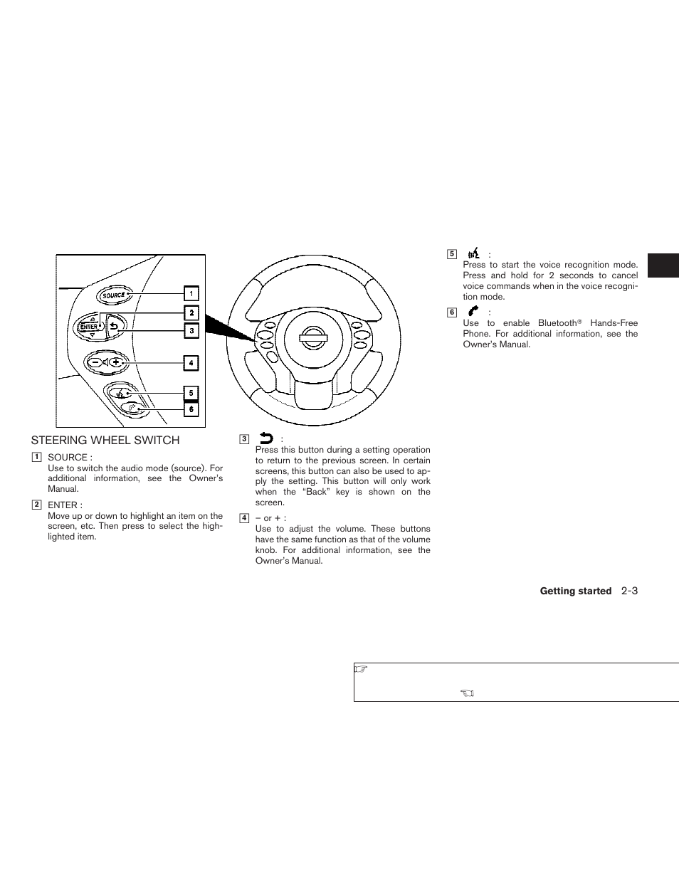 Steering wheel switch -3 | NISSAN 2008 Altima Sedan User Manual | Page 9 / 237