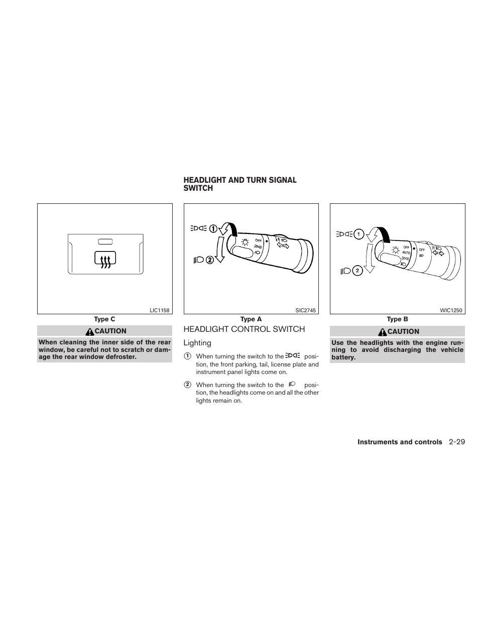 Headlight and turn signal switch -29, Headlight control switch -29 | NISSAN TITAN 2010 User Manual | Page 109 / 407