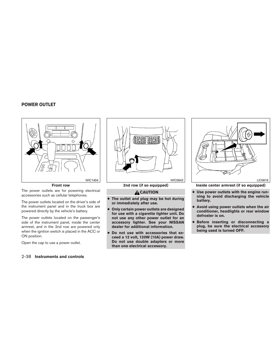 Power outlet -38 | NISSAN TITAN 2010 User Manual | Page 118 / 407