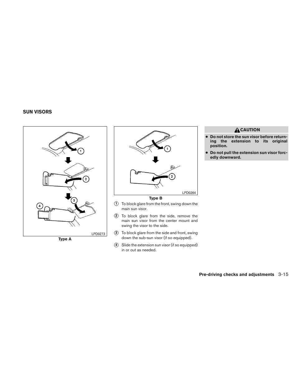 Sun visors -15 | NISSAN TITAN 2010 User Manual | Page 153 / 407