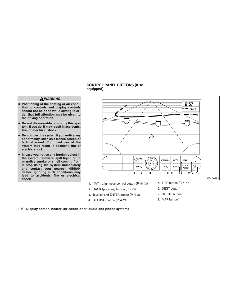 Control panel buttons (if so equipped) -2 | NISSAN TITAN 2010 User Manual | Page 168 / 407