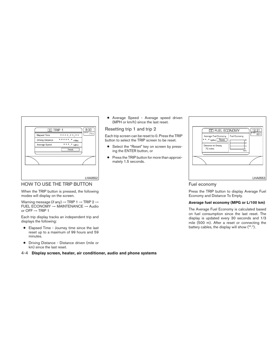 How to use the trip button -4 | NISSAN TITAN 2010 User Manual | Page 170 / 407