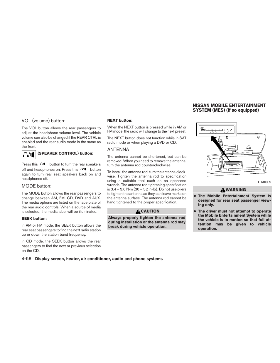 Antenna -56 | NISSAN TITAN 2010 User Manual | Page 222 / 407