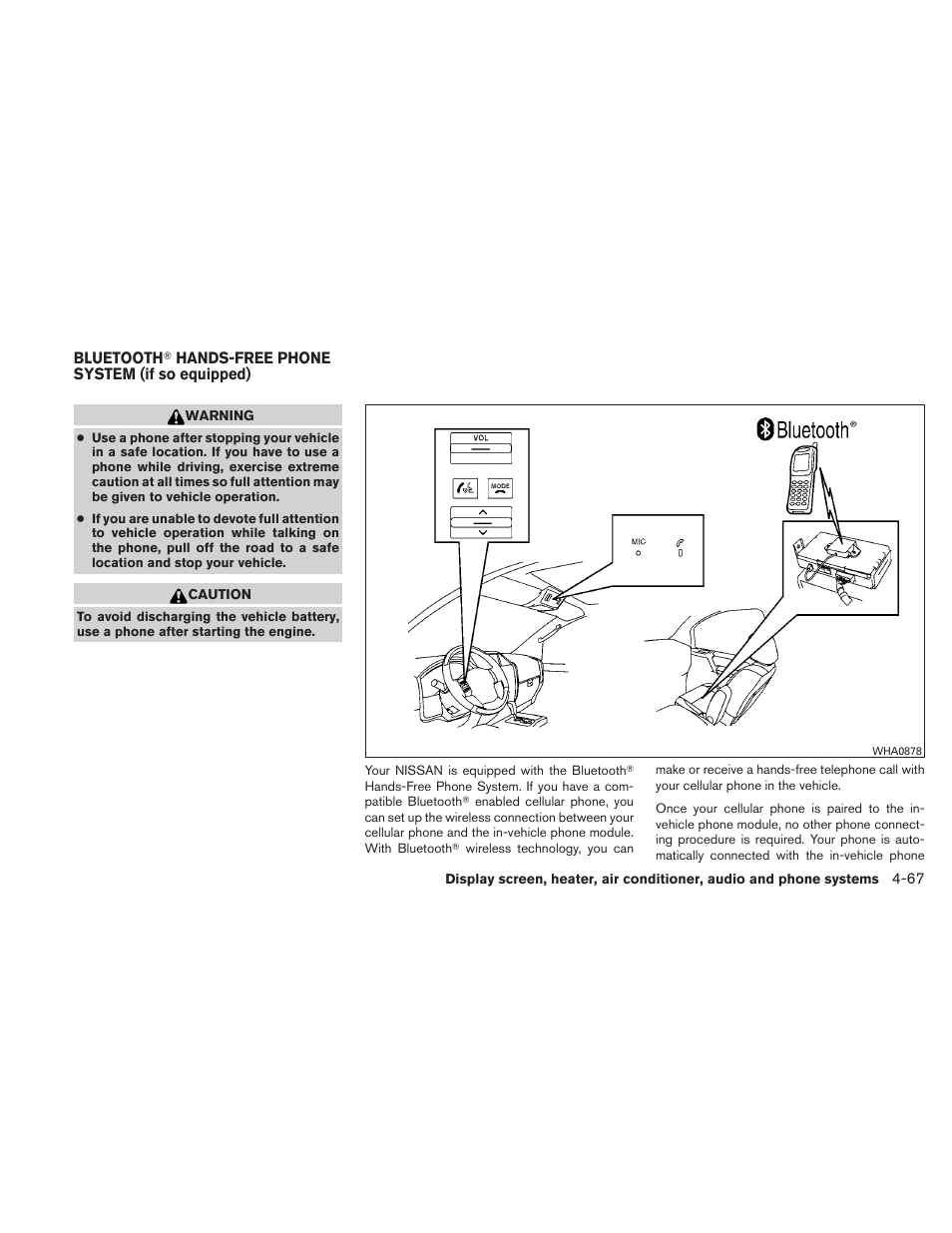 Bluetooth, Hands-free phone system, If so equipped) -67 | NISSAN TITAN 2010 User Manual | Page 233 / 407