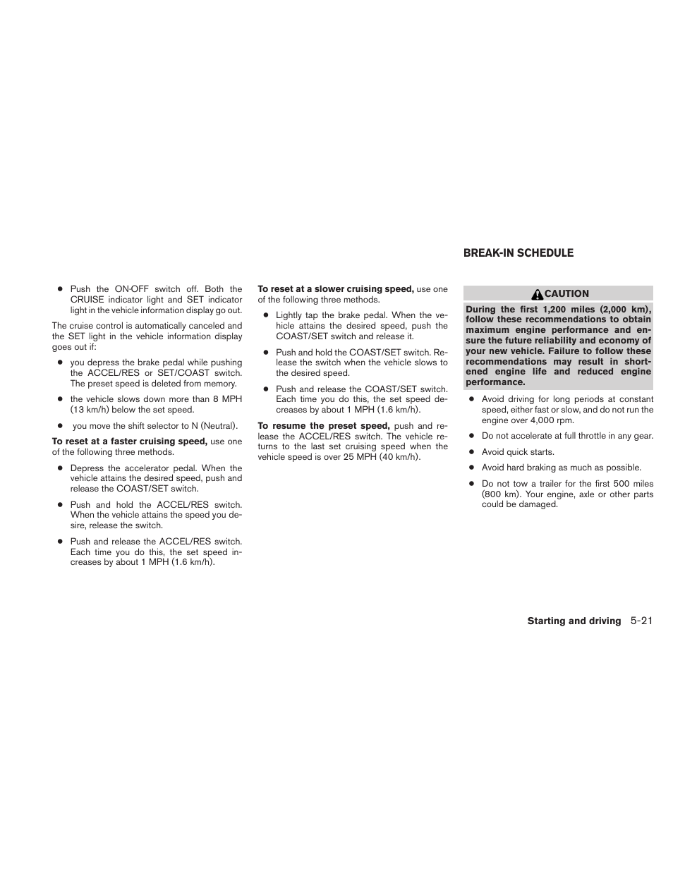 Break-in schedule -21 | NISSAN TITAN 2010 User Manual | Page 269 / 407