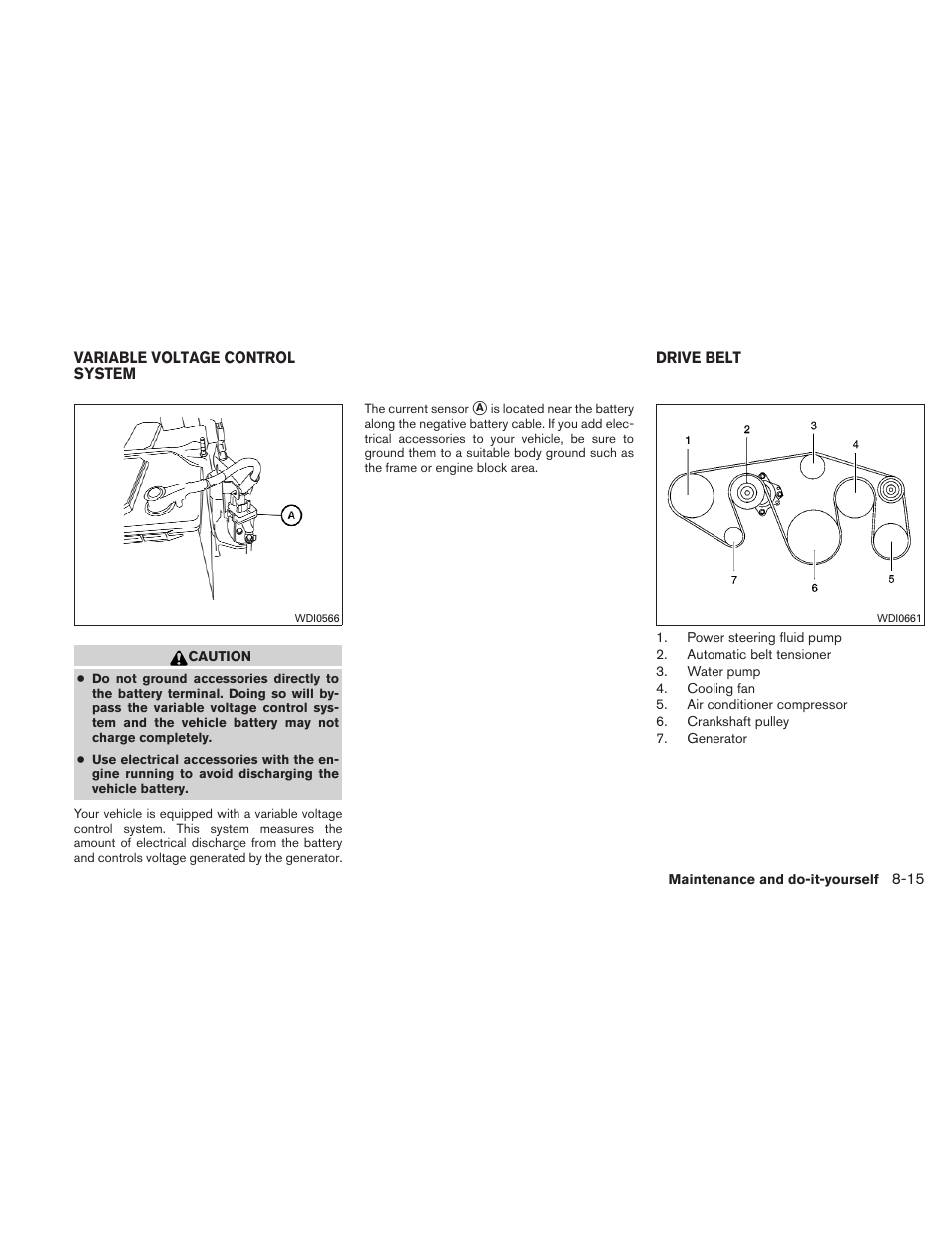 Variable voltage control system -15 drive belt -15 | NISSAN TITAN 2010 User Manual | Page 323 / 407