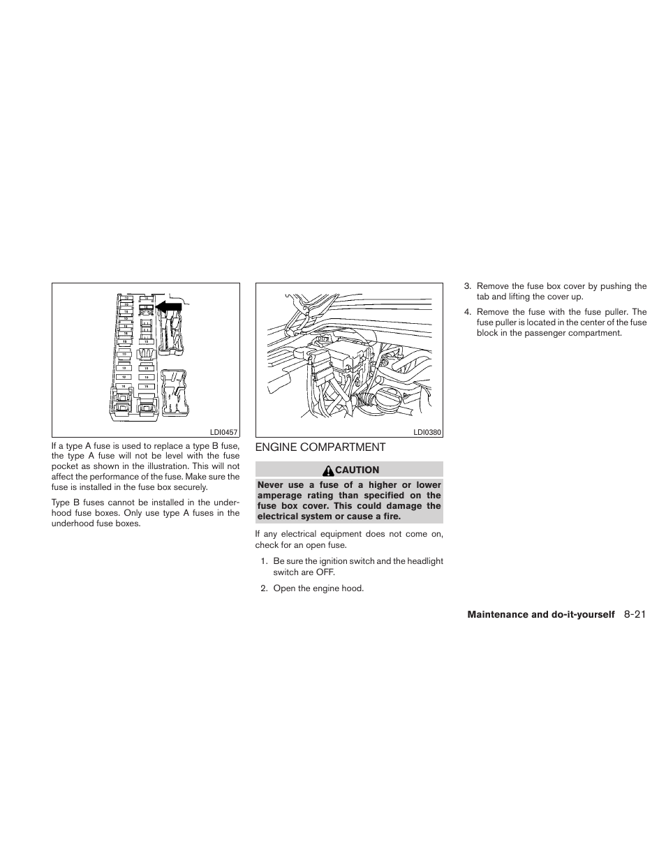 Engine compartment -21 | NISSAN TITAN 2010 User Manual | Page 329 / 407