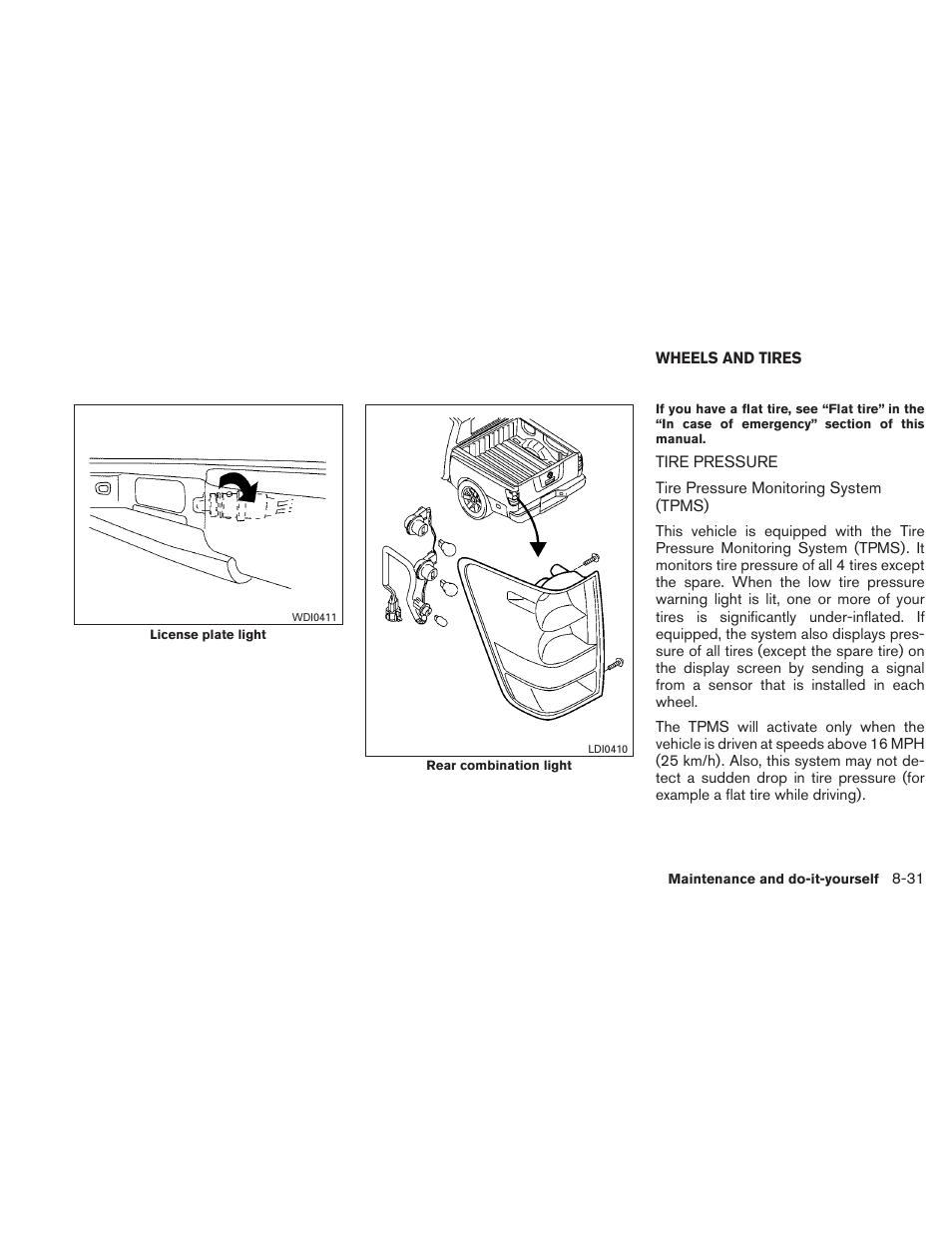 Wheels and tires -31, Tire pressure -31 | NISSAN TITAN 2010 User Manual | Page 339 / 407