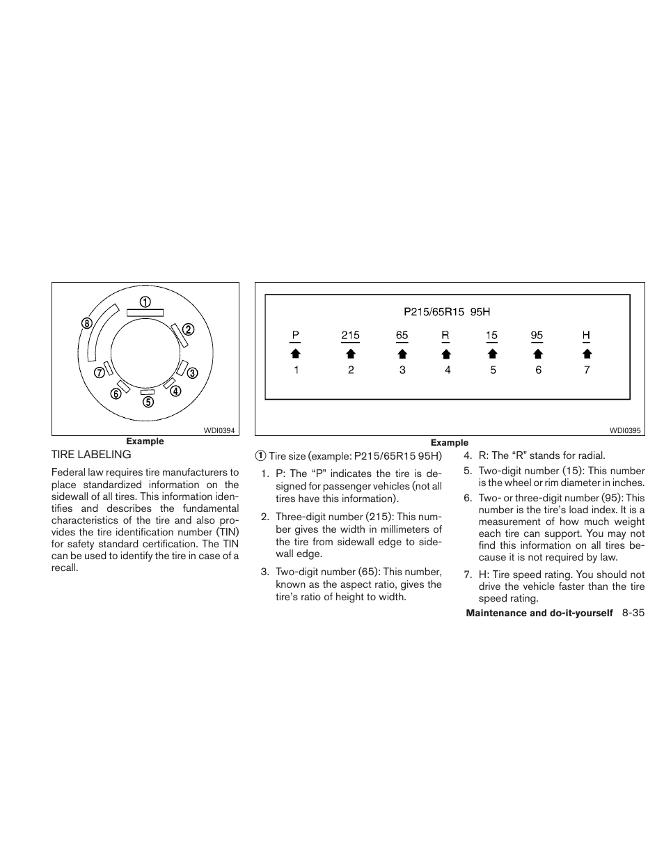 Tire labeling -35 | NISSAN TITAN 2010 User Manual | Page 343 / 407