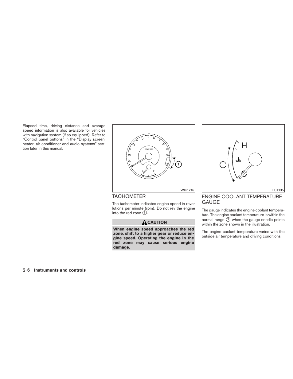 Tachometer -6 engine coolant temperature gauge -6 | NISSAN TITAN 2010 User Manual | Page 86 / 407