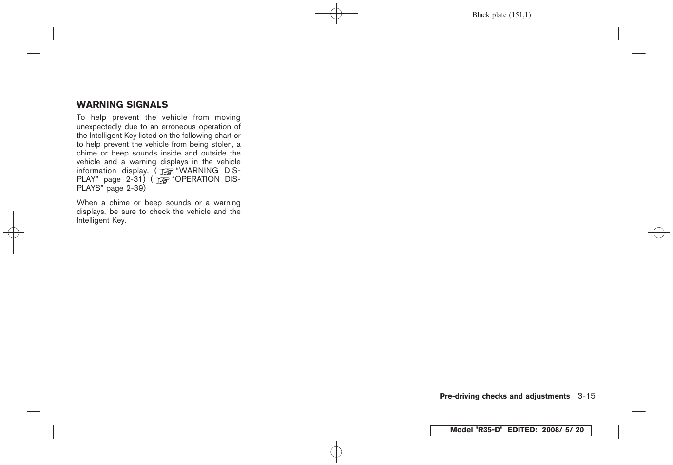 Warning signals -15 | NISSAN R35-D User Manual | Page 156 / 311