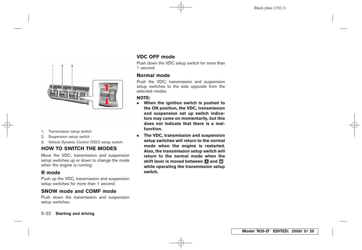 How to switch the modes -22 | NISSAN R35-D User Manual | Page 197 / 311