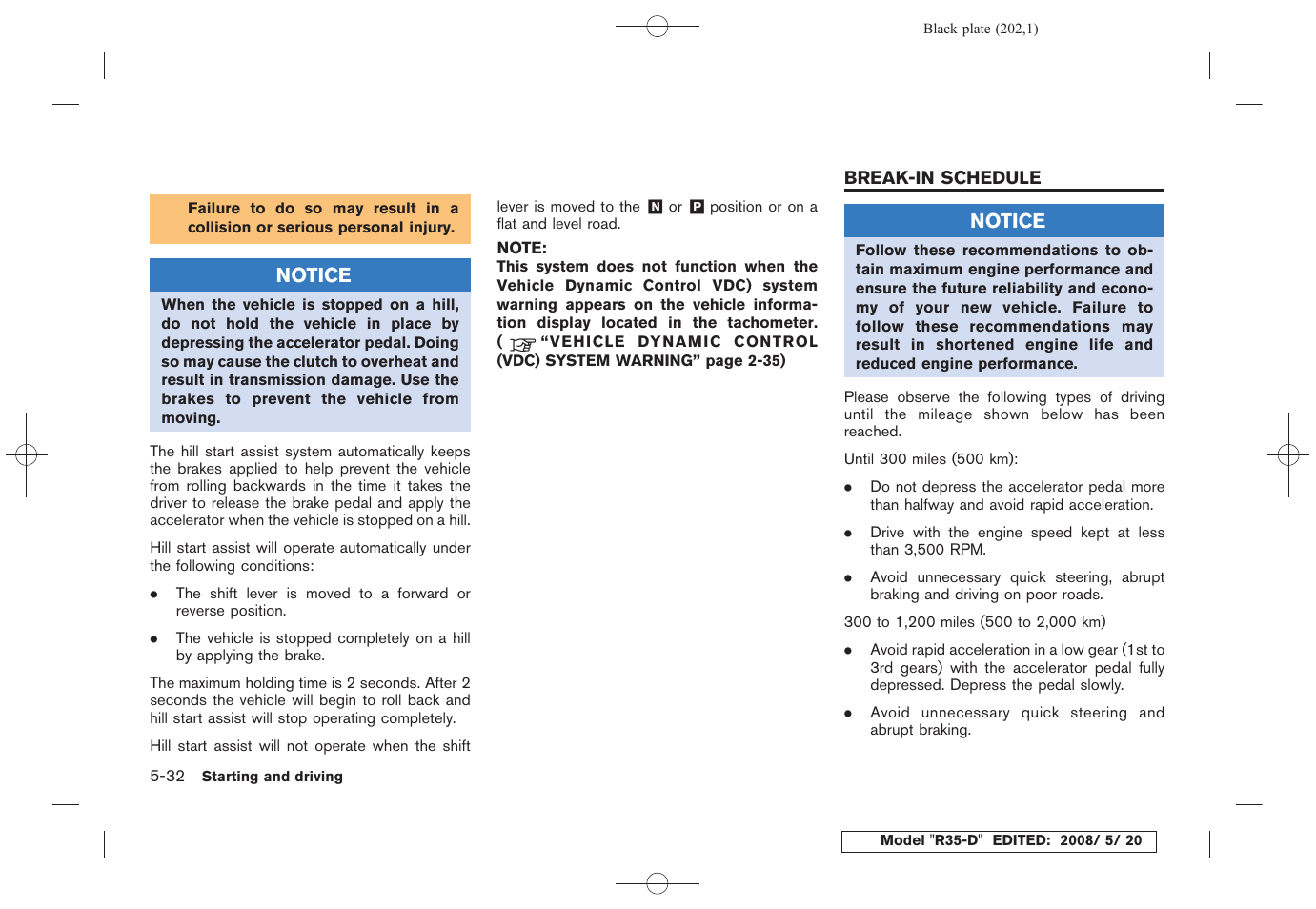 Break-in schedule -32 | NISSAN R35-D User Manual | Page 207 / 311