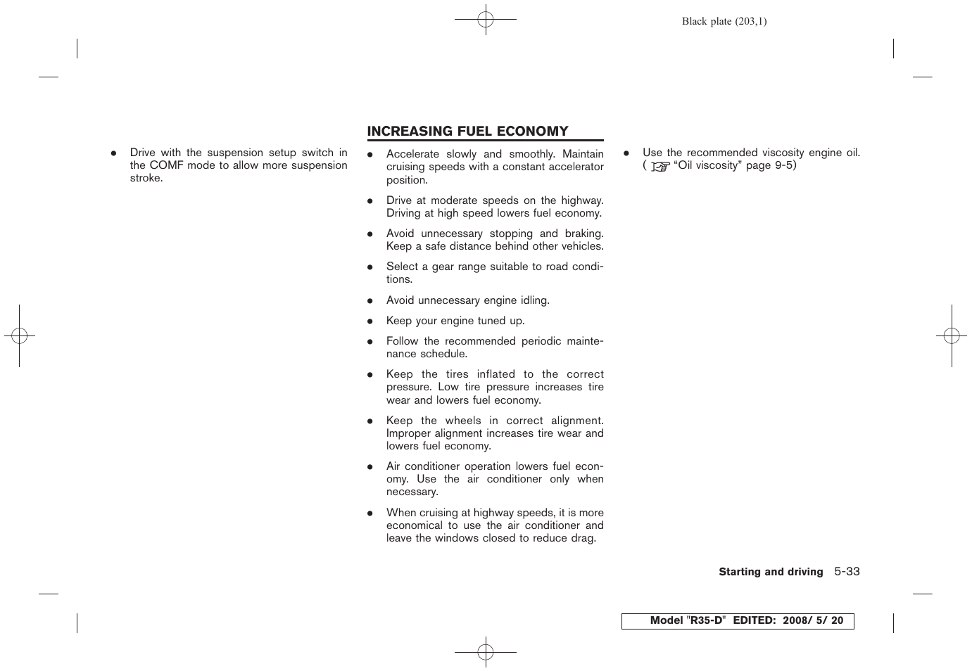 Increasing fuel economy -33 | NISSAN R35-D User Manual | Page 208 / 311