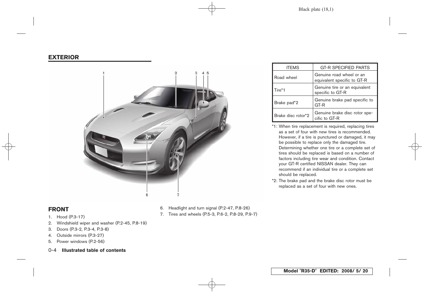 Exterior -4, Front -4 | NISSAN R35-D User Manual | Page 23 / 311