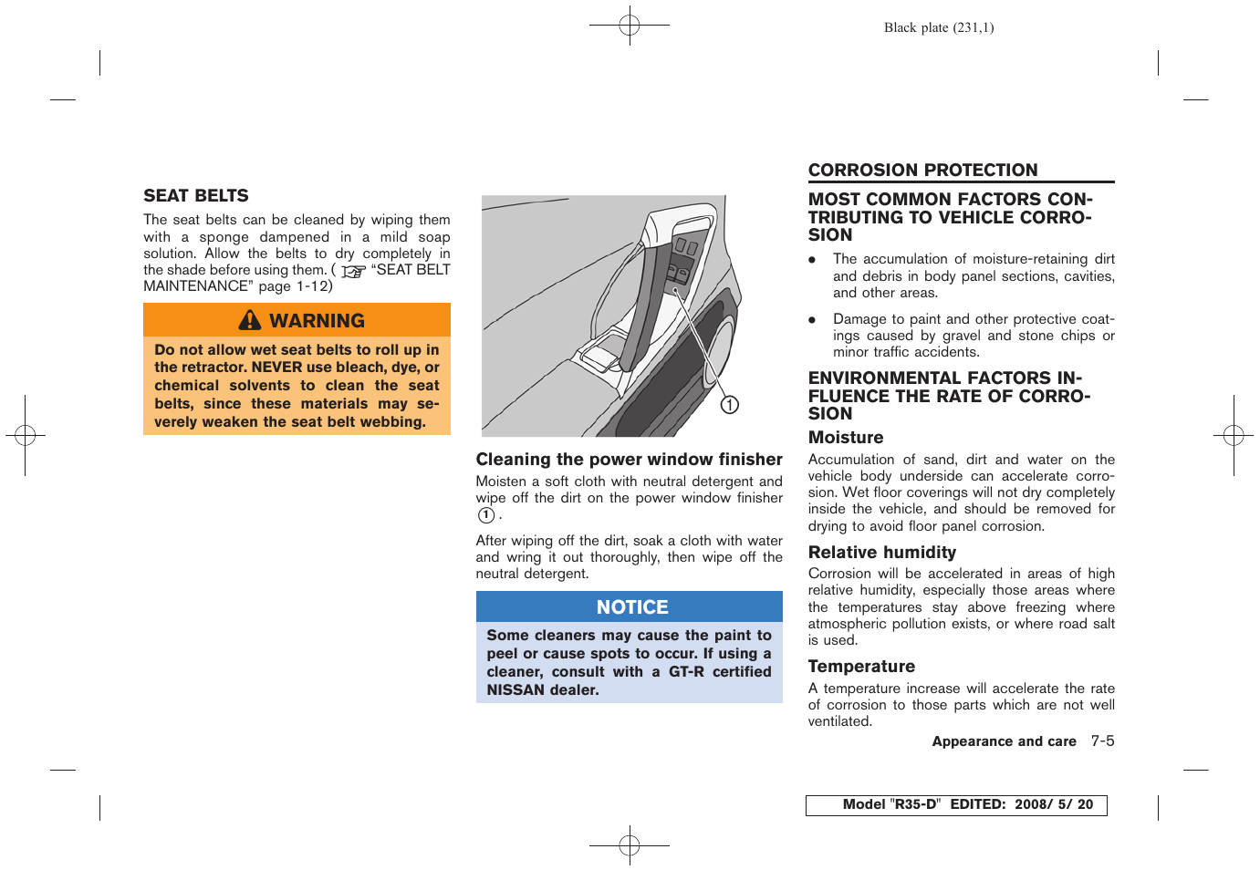 Seat belts -5, Corrosion protection -5 | NISSAN R35-D User Manual | Page 236 / 311