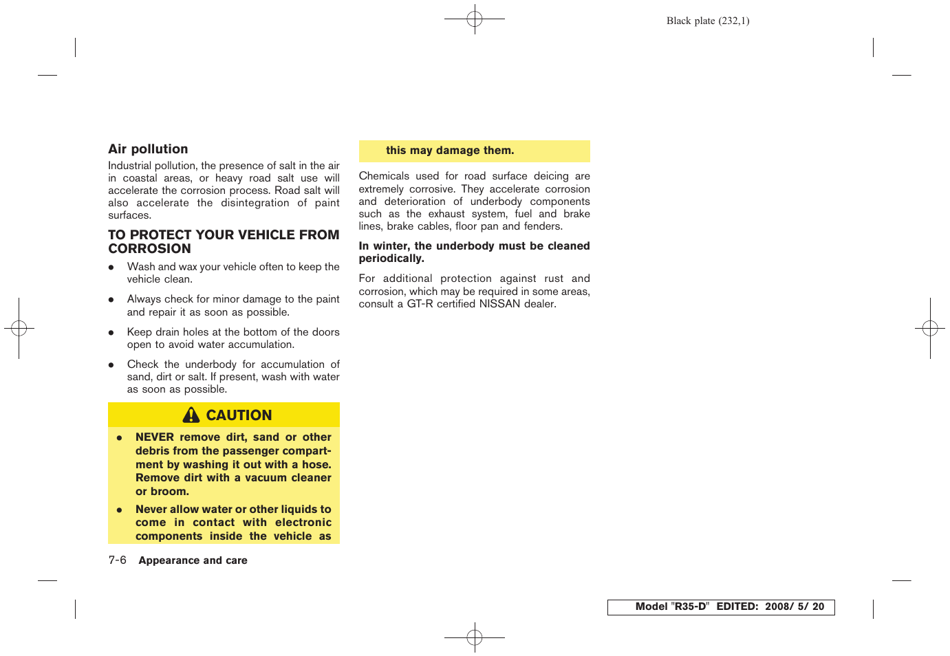 To protect your vehicle from corrosion -6 | NISSAN R35-D User Manual | Page 237 / 311