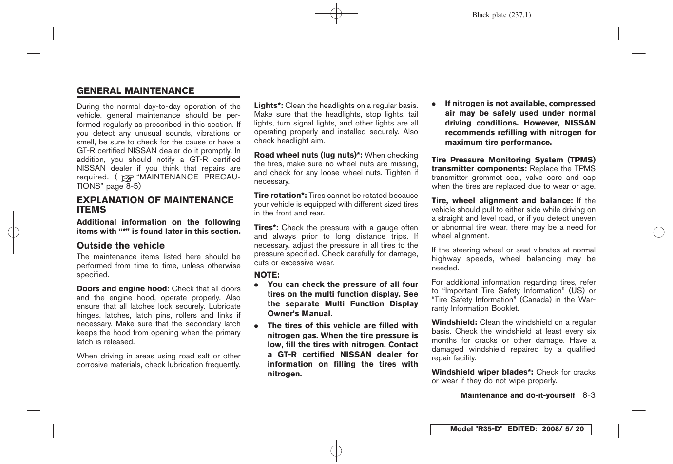 General maintenance -3, Explanation of maintenance items -3 | NISSAN R35-D User Manual | Page 242 / 311