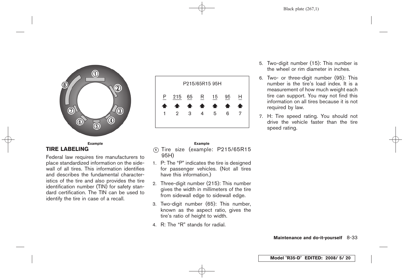 Tire labeling -33 | NISSAN R35-D User Manual | Page 272 / 311