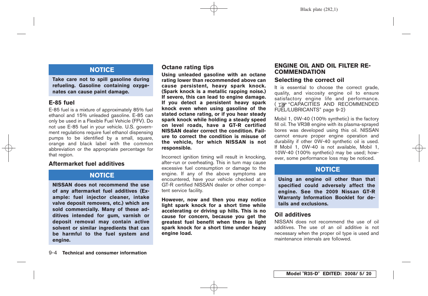 Engine oil and oil filter recommendation -4 | NISSAN R35-D User Manual | Page 287 / 311