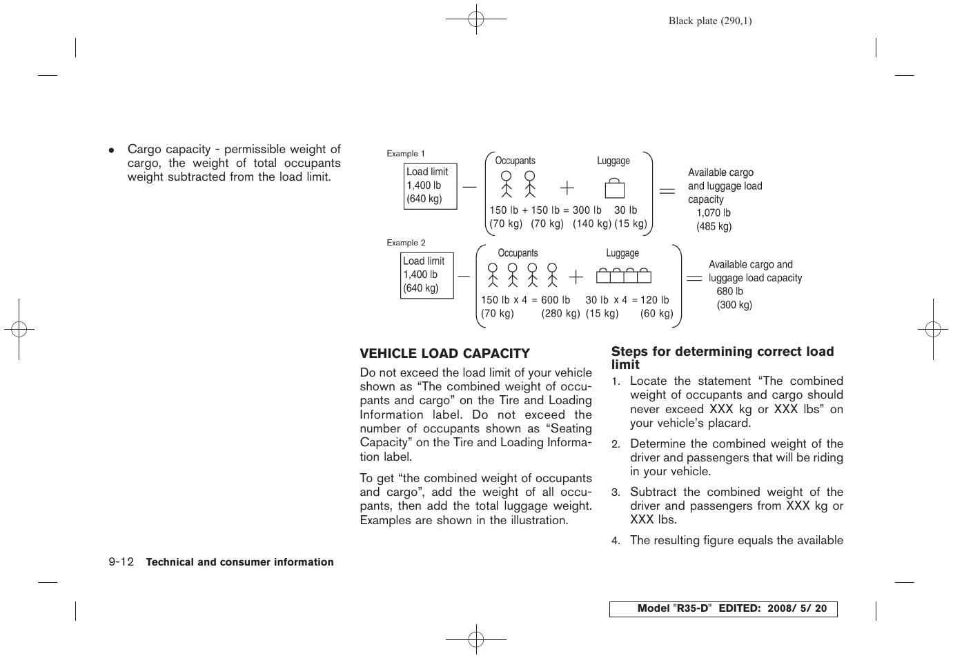 Vehicle load capacity -12 | NISSAN R35-D User Manual | Page 295 / 311