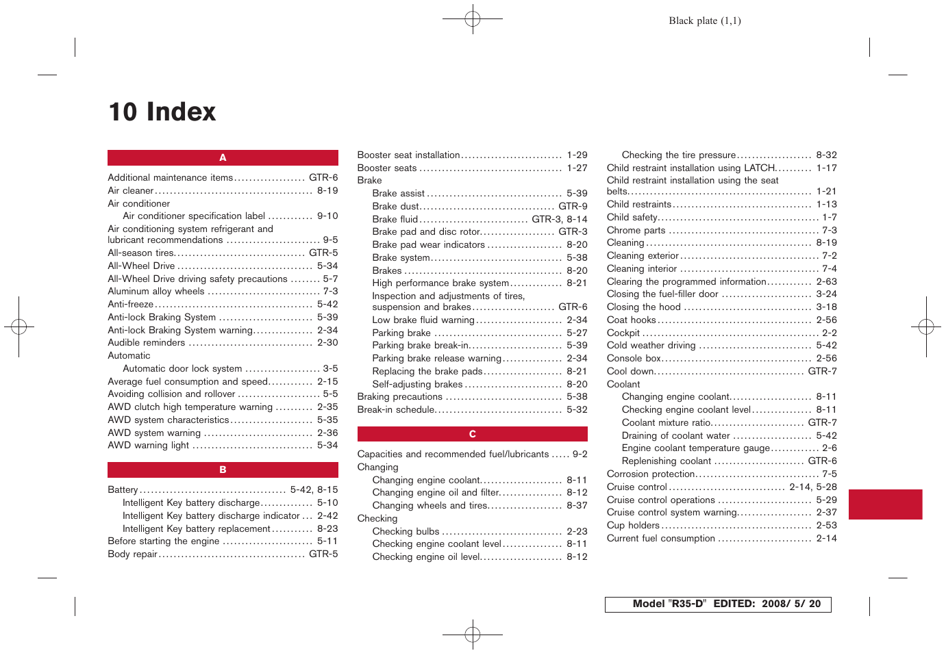 Index, 10 index | NISSAN R35-D User Manual | Page 304 / 311