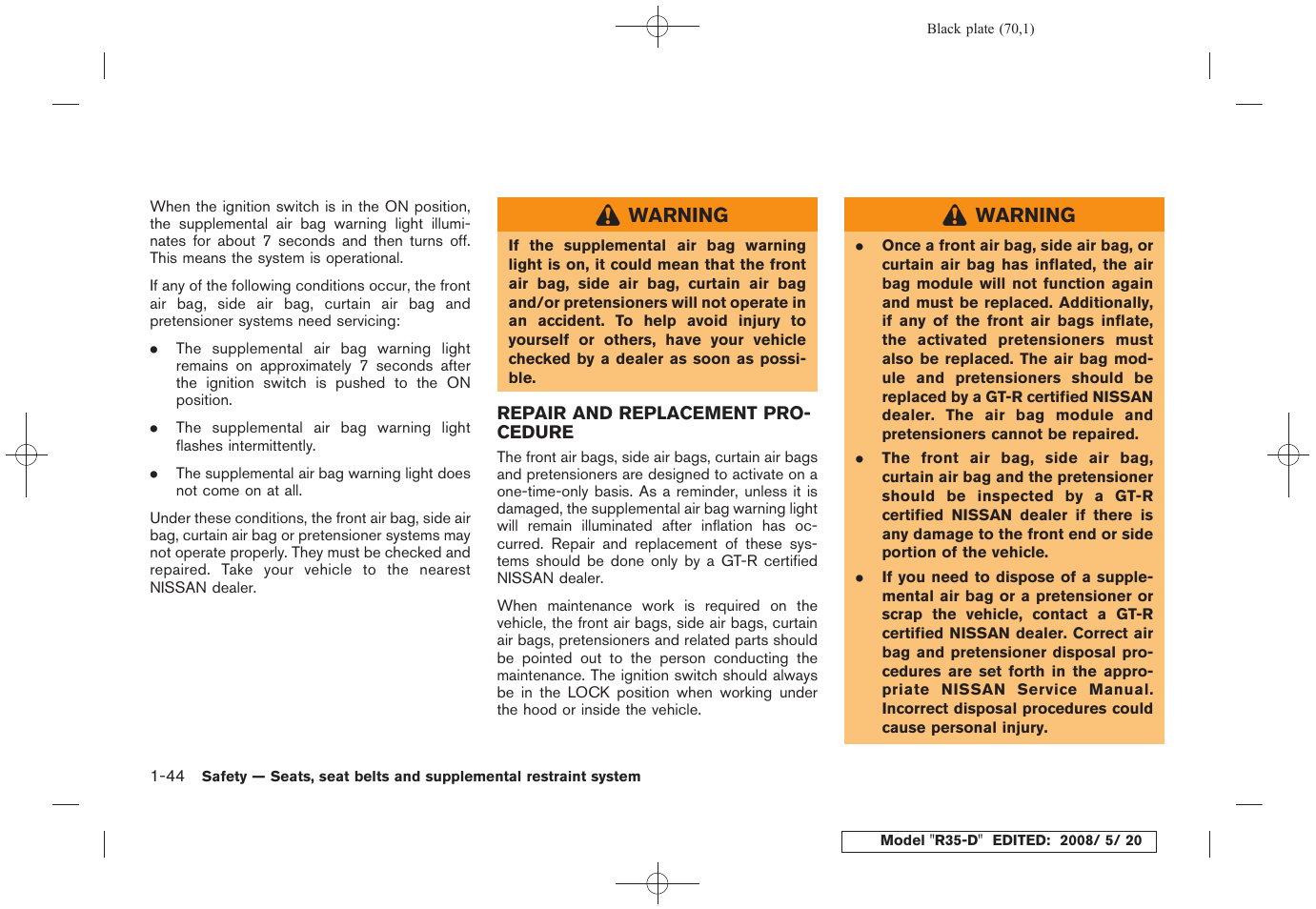 Repair and replacement procedure -44 | NISSAN R35-D User Manual | Page 75 / 311