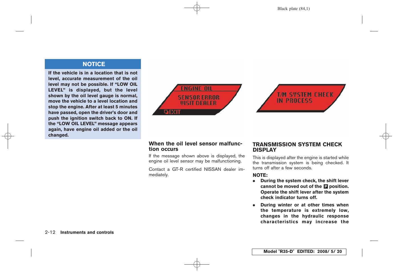 Transmission system check display -12 | NISSAN R35-D User Manual | Page 89 / 311