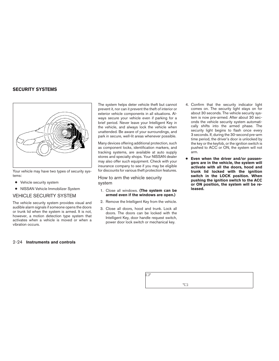 Security systems -24, Vehicle security system -24 | NISSAN 2008 Altima Coupe User Manual | Page 102 / 368