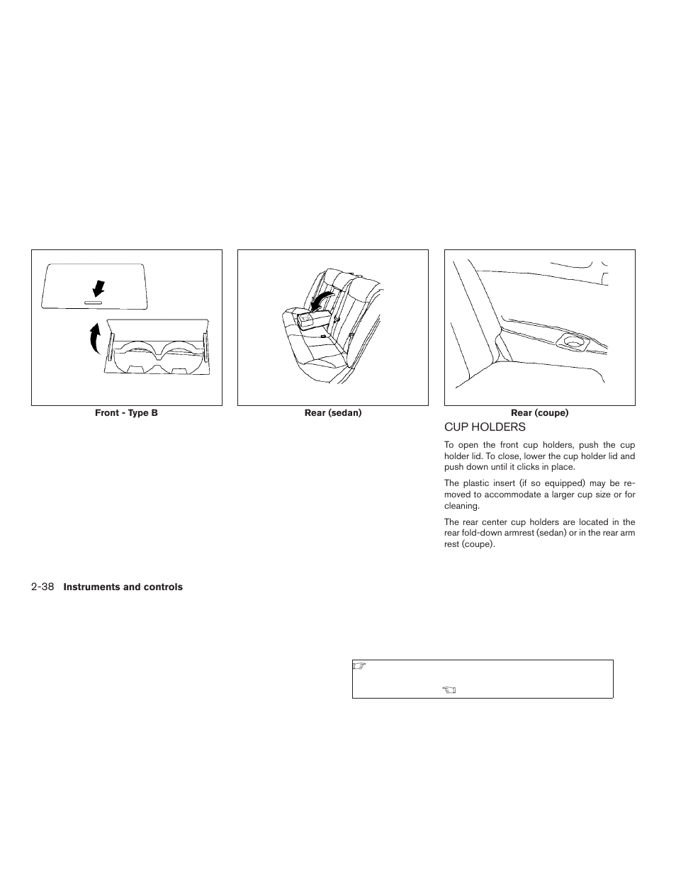 Cup holders -38 | NISSAN 2008 Altima Coupe User Manual | Page 116 / 368