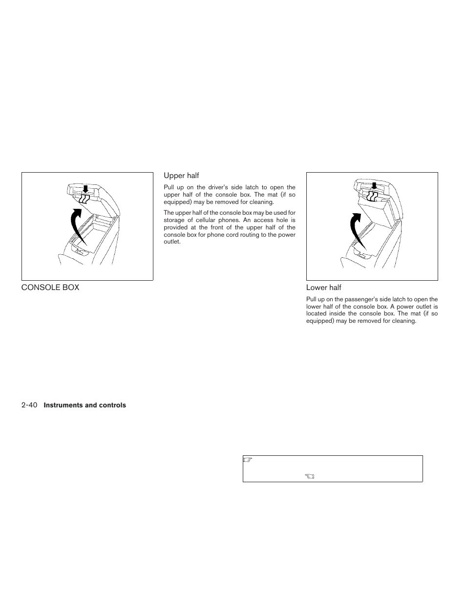 Console box -40 | NISSAN 2008 Altima Coupe User Manual | Page 118 / 368