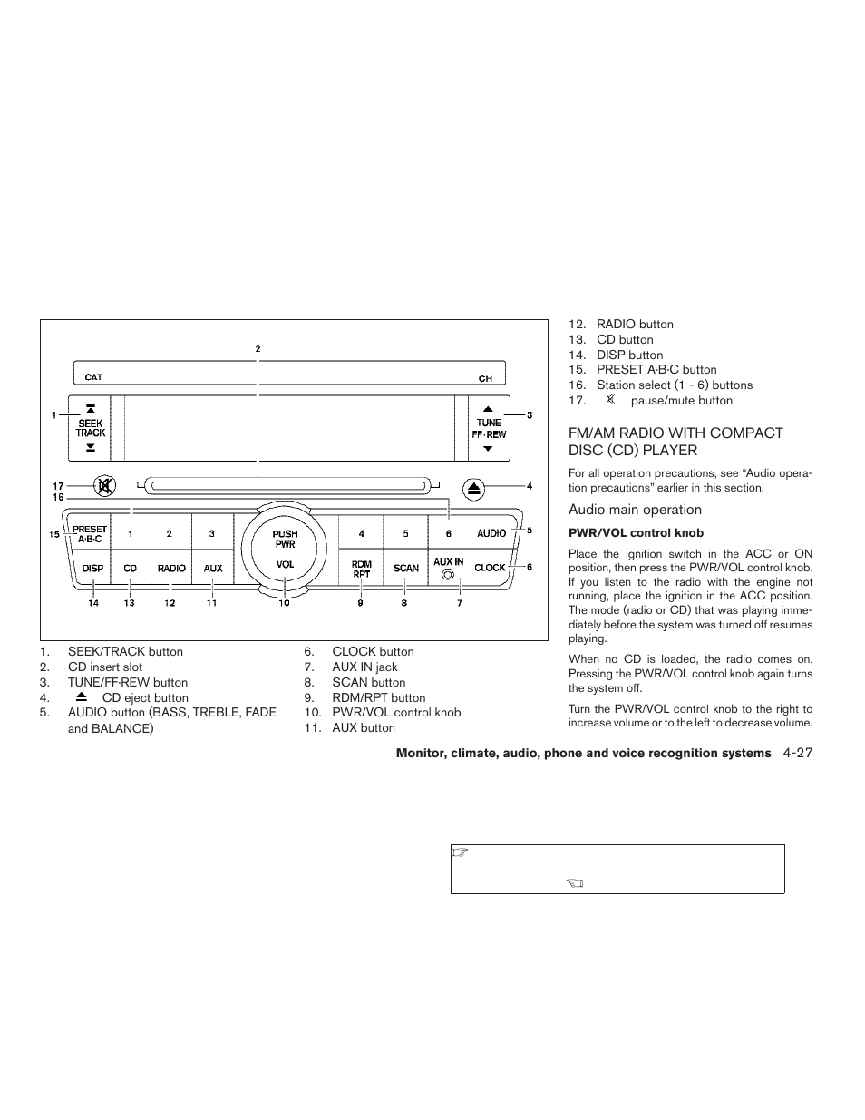 Fm/am radio with compact disc (cd) player -27 | NISSAN 2008 Altima Coupe User Manual | Page 183 / 368