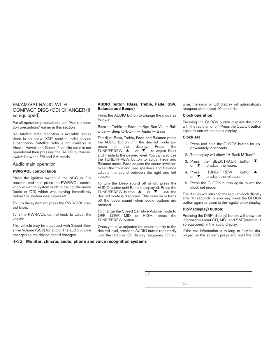 Fm/am/sat radio with compact disc (cd), Changer (if so equipped) -32 | NISSAN 2008 Altima Coupe User Manual | Page 188 / 368