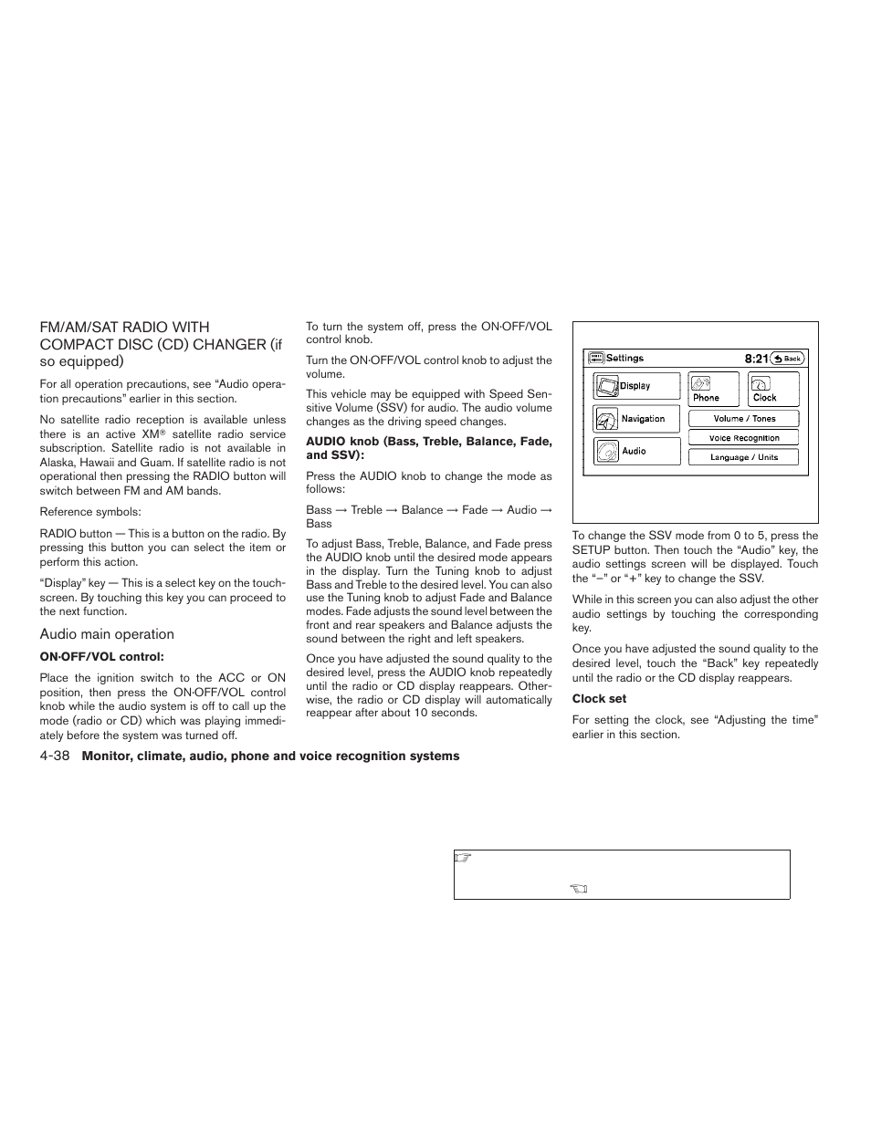 Fm/am/sat radio with compact disc (cd), Changer (if so equipped) -38 | NISSAN 2008 Altima Coupe User Manual | Page 194 / 368