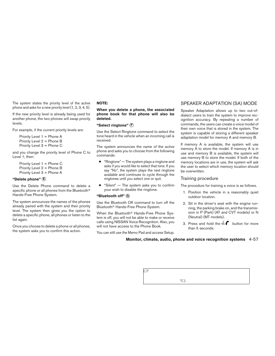 Speaker adaptation (sa) mode -57 | NISSAN 2008 Altima Coupe User Manual | Page 213 / 368