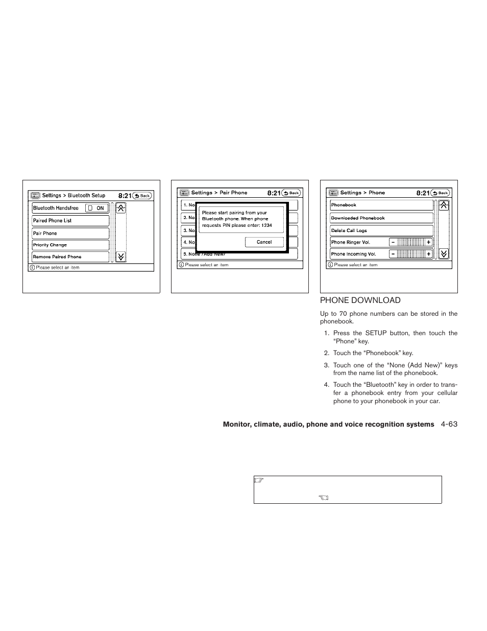 Phone download -63 | NISSAN 2008 Altima Coupe User Manual | Page 219 / 368