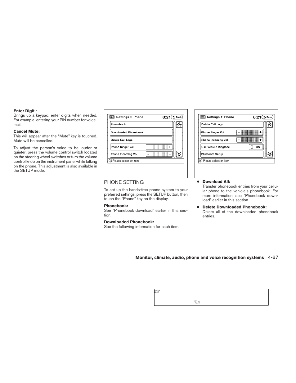 Phone setting -67 | NISSAN 2008 Altima Coupe User Manual | Page 223 / 368