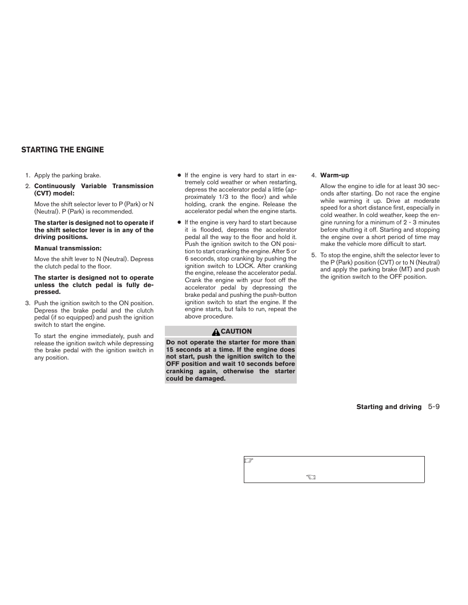 Starting the engine -9 | NISSAN 2008 Altima Coupe User Manual | Page 239 / 368