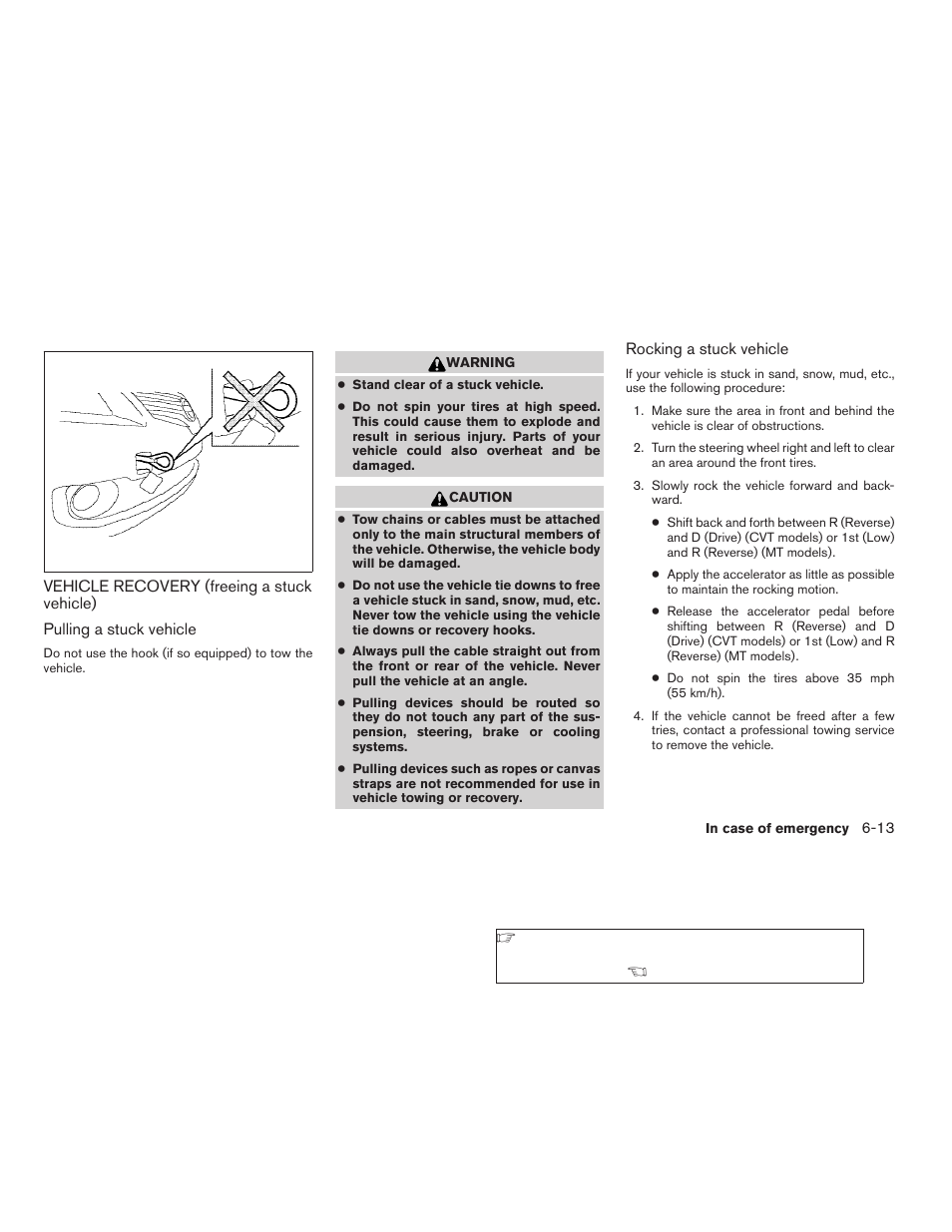 Vehicle recovery (freeing a stuck vehicle) -13 | NISSAN 2008 Altima Coupe User Manual | Page 271 / 368