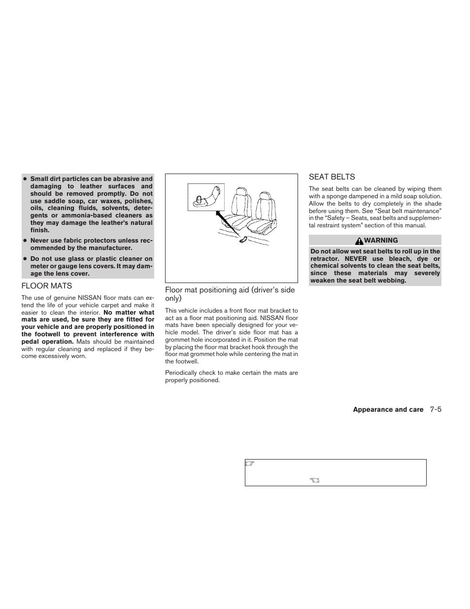 Floor mats -5 seat belts -5 | NISSAN 2008 Altima Coupe User Manual | Page 277 / 368