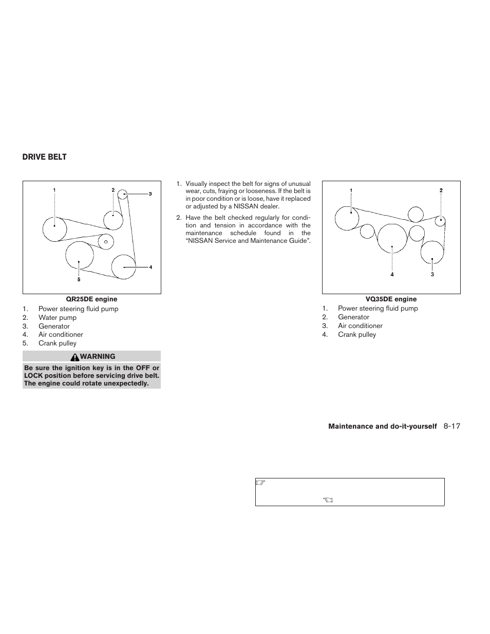 Drive belt -17 | NISSAN 2008 Altima Coupe User Manual | Page 295 / 368