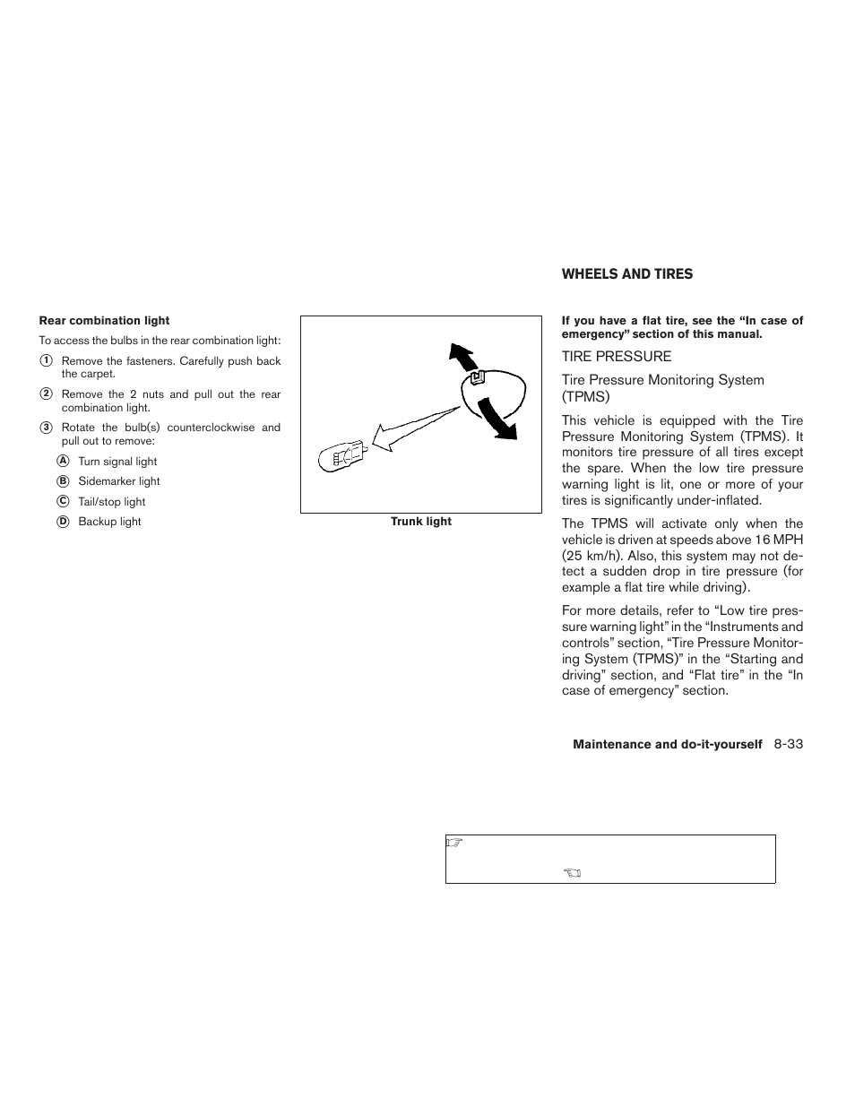 Wheels and tires -33, Tire pressure -33 | NISSAN 2008 Altima Coupe User Manual | Page 311 / 368