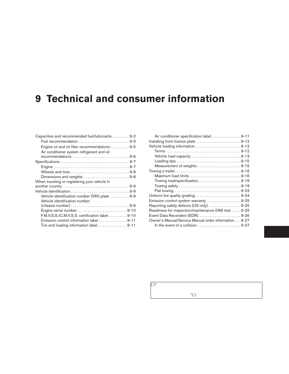 Technical and consumer information, 9 technical and consumer information | NISSAN 2008 Altima Coupe User Manual | Page 325 / 368